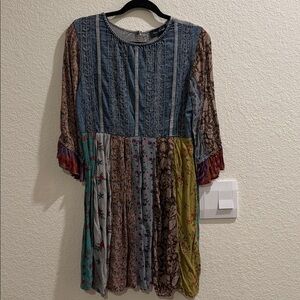Bohemian Long Sleeve Patchwork Dress